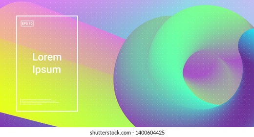 Minimal 3D Modern Dynamic Shapes with Color Glow Effect. Digital Bright Geometric Element for Brochure, Website, Flyer Design. Simple Vibrant Movement Composition. Vector illustration Eps10.