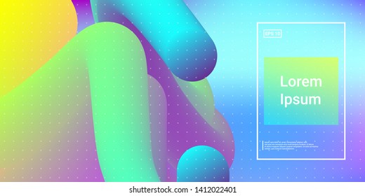 Minimal 3D Modern Dynamic Shapes with Color Glow Effect. Digital Bright Geometric Element for Brochure, Website, Flyer Design. Simple Vibrant Movement Composition. Vector illustration Eps10.