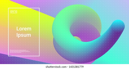 Minimal 3D Modern Dynamic Shapes with Color Glow Effect. Digital Bright Geometric Element for Brochure, Website, Flyer Design. Simple Vibrant Movement Composition. Vector illustration Eps10.