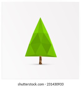 Minimal 3D Origami Pine Tree  Eps 10 Stock Vector Illustration 