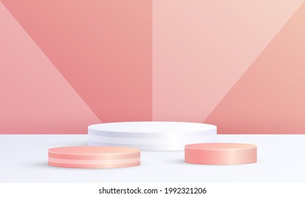 Minimal 3D scene product display circle podium geometric background orange color