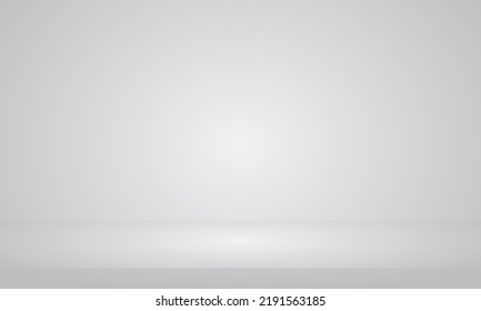 Minimal 3d shelf with platform grey background 3d render. Display stand for product on gradient white color mock up. Simple gray wall design 