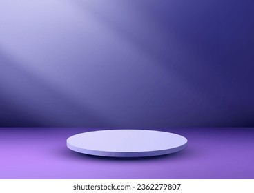 Minimal 3D soft blue podium stand placed on a captivating blue background. Vector illustration