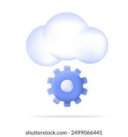 minimal 3d vector icon of a cloud blue gear maintenance