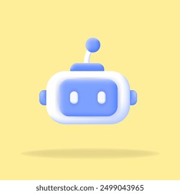 minimal 3d vector icon of a cute robot head with an antenna. AI, technology, and robotics