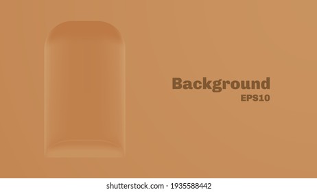Ilustración vectorial mínima 3d de un podio, tribuna, escena en forma de profundización en la pared. El trabajo se realiza en color marrón claro.