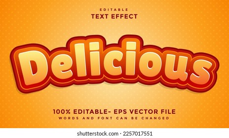 Minimal 3d Word Delicious Editable Text Effect Design Template, Effect Saved In Graphic Style