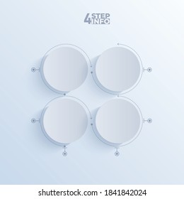 Mínimo 4 ciclos Gráfica circular de paso moderno Plantilla de infografía vectorial para la presentación de diagrama, gráfico, concepto de negocio con 4 opciones de elementos