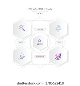 Minimal 4  Partition color gradient chart origami paper color info-graphic template for diagram presentation chart and business concept with  4 element options
