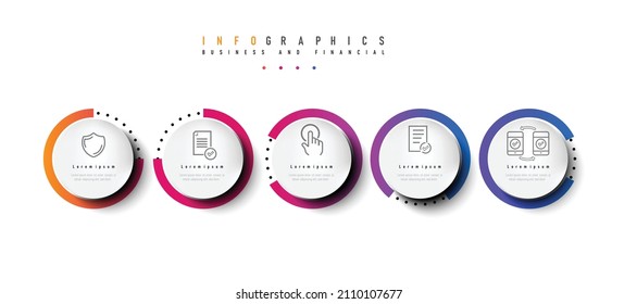 Minimal 5 partition Color chart origami paper color info-graphic template for diagram presentation chart and business concept