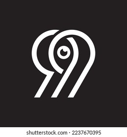 Minimal 99 logo vector ninety nine anniversary with eye