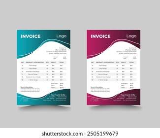 Minimal A4 Corporate Business Invoice design template vector illustration bill form price invoice. Creative invoice template vector.