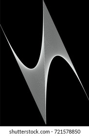 Minimal A4 grey scale cover design. Halftone vector lines, bent distorted design element, modern business background. Vertical black and white simple cover, presentation, tech clean poster background.