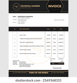 Minimal A4-sized invoice design for professional use