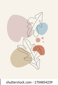 Ilustración 2D abstracta mínima con un plano de línea de hojas