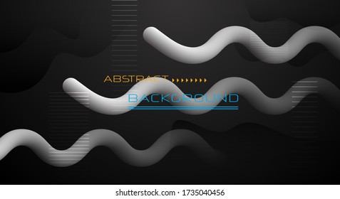 Minimal abstract 3D liquid or fluid shapes, dark color gradient background for layout, banner, poster, template, flyer. Vector modern graphic color design, Futuristic trendy dynamic pattern elements