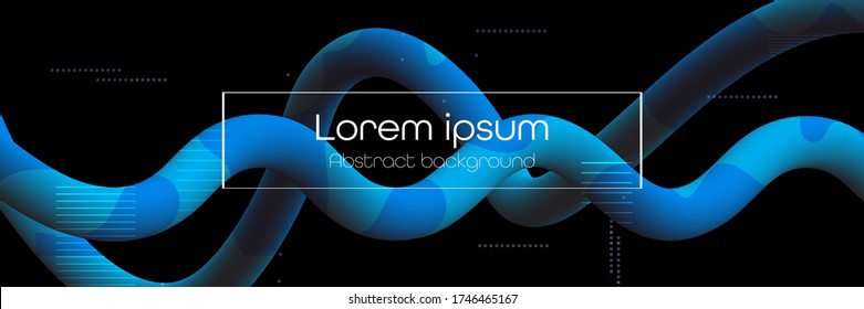 Formas mínimas abstractas 3D líquidas o fluidas, fondo de gradiente de color oscuro para diseño, pancarta, afiche, plantilla, volante. Diseño de color gráfico moderno vectorial, elementos de diseño dinámico futurista