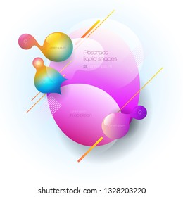 Minimal abstract 3d shape fluid and liquid gradient colorful background for layout, banner, poster, template, flyer. Vector modern graphic color design, Futuristic trendy dynamic pattern elements