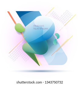 Minimal abstract 3d shape fluid and liquid gradient colorful background for layout, banner, poster, template, flyer. Vector modern graphic color design, Futuristic trendy dynamic pattern elements
