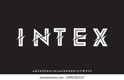 Minimal abstract alphabet fonts. Typography technology, electronic, movie, digital, music, future, logo creative font.