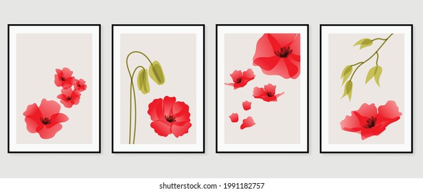 Minimal abstract art background vector. Wall art design for home decoration. Home plant , cactus , flower, botanical doodle hand drawn design for cover, banner, invitation, prints, poster, wallpaper.