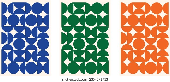 Minimal abstract art with geometric shapes. Simple brutalism posters, mid century black geometry pattern retro style. Trendy vector illustration. Set of posters