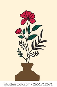 Minimal Abstract art, vector delicate leafy watercolor wallpaper.