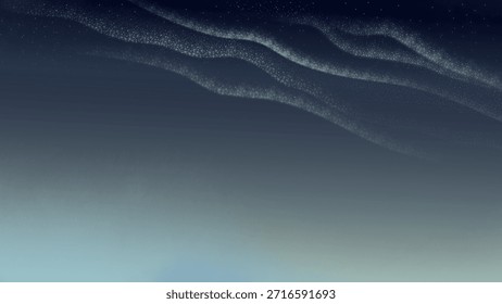Fondo abstracto minimalista inspirado en la aurora con ondas de luz que fluyen suaves a través de un cielo degradado azul y verde azulado. 