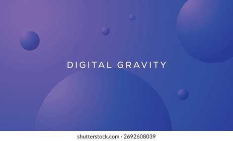 Fondo abstracto mínimo con esferas 3D en gradiente azul y violeta espacio digital.