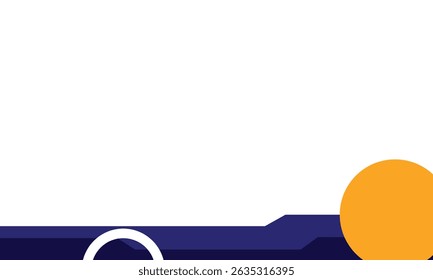 Minimal abstract background with bold navy geometric accents and a single vibrant orange circle on the bottom right. Ideal for modern presentations, business headers, or creative layouts.