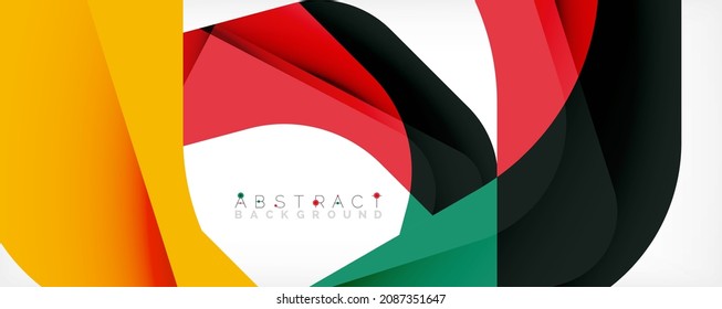 Minimal abstract background - color overlapping shapes on white with shadow lines. Vector Illustration For Wallpaper, Banner, Background, Landing Page