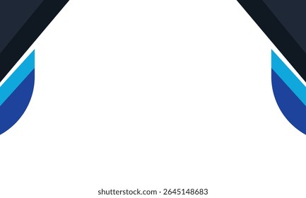 Minimal abstract background with dark blue triangular corners and curved blue stripes forming a clean top arch layout. Perfect for banners, presentations, posters, or digital flyers.