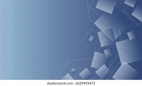 Minimal abstract background design featuring blue squares and transparent layers with soft gradients ideal for modern digital or web use