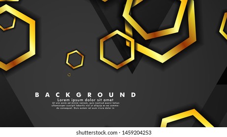 Minimal abstract background design. a golden hexagon ring that overlaps the background of shadows and gray. suitable for your design background