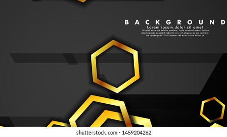Minimal abstract background design. a golden hexagon ring that overlaps the background of shadows and gray. suitable for your design background