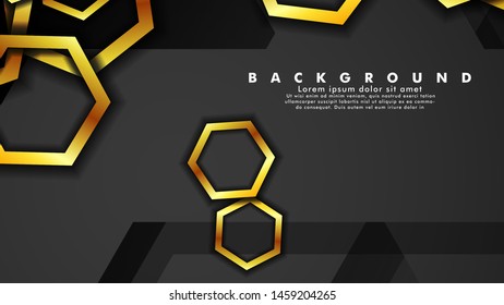 Minimal abstract background design. a golden hexagon ring that overlaps the background of shadows and gray. suitable for your design background