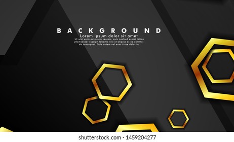 Minimal abstract background design. a golden hexagon ring that overlaps the background of shadows and gray. suitable for your design background