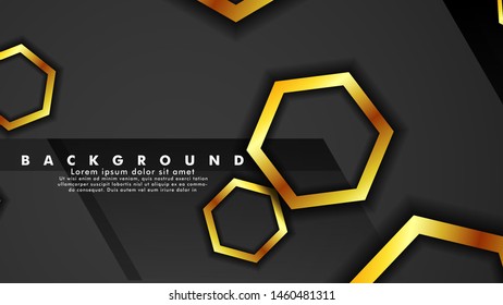 Minimal abstract background design. a golden hexagon ring that overlaps the background of shadows and gray. suitable for your design background