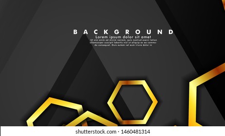 Minimal abstract background design. a golden hexagon ring that overlaps the background of shadows and gray. suitable for your design background