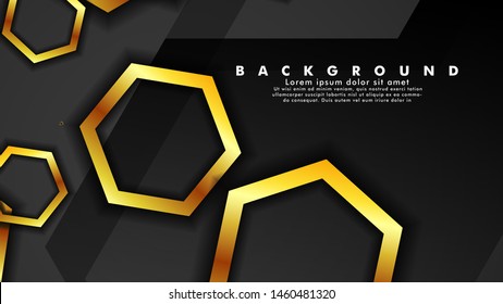 Minimal abstract background design. a golden hexagon ring that overlaps the background of shadows and gray. suitable for your design background