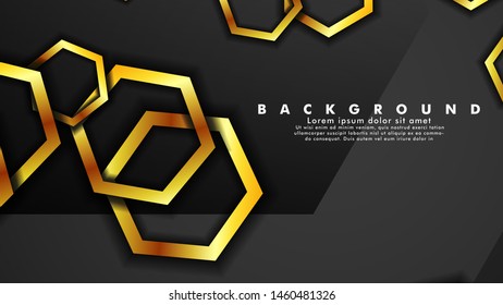 Minimal abstract background design. a golden hexagon ring that overlaps the background of shadows and gray. suitable for your design background