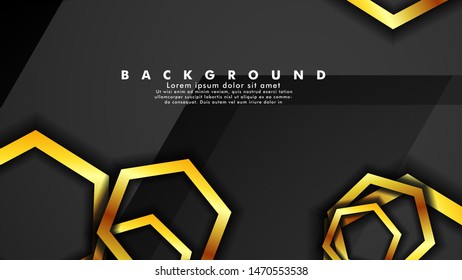 Minimal abstract background design. a golden hexagon ring that overlaps the background of shadows and gray. suitable for your design background