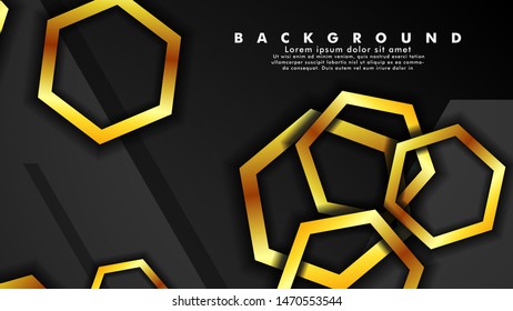 Minimal abstract background design. a golden hexagon ring that overlaps the background of shadows and gray. suitable for your design background