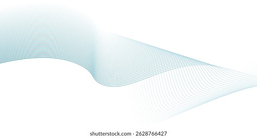 Minimal abstract background with flowing blue lines forming a dynamic wave pattern on white, ideal for tech or science themes.