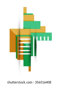 Minimal abstract background, geometric elements with place for option infographic or your message. Glossy transparent style, shadow effects. 