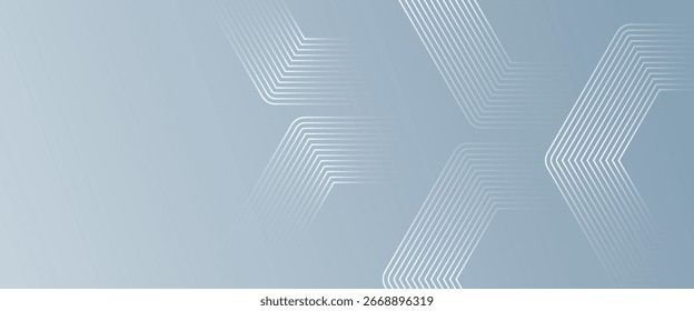 Fundo abstrato mínimo com tons de azul gradiente e padrões geométricos de linha branca, design vetorial moderno para negócios, tecnologia ou temas corporativos.