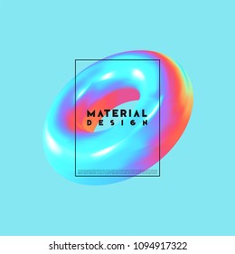 Minimal abstract background. Gradient colorful composition 3d shapes torus ring. Modern design vector illustration