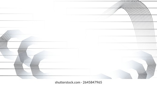 Minimal abstract background with hexagonal grid lines, curved waves, and horizontal stripes. Clean and modern style. Abstract, Hexagon, Grid, Line, Minimal