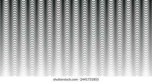 Minimal abstract background. Optical illusion, wavy thin line modern vector illustration