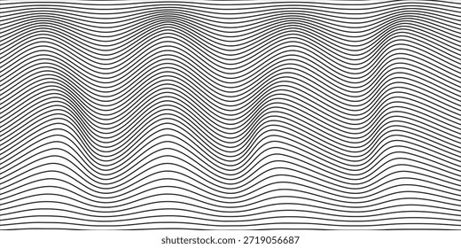 Fundo abstrato mínimo. Ilusão óptica, linhas onduladas finas